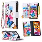 For iPhone 11 Pro Colored Drawing Pattern Zipper Horizontal Flip Leather Case with Holder & Card Slots & Wallet(Two Butterflies) - 1