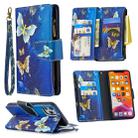 For iPhone 11 Pro Colored Drawing Pattern Zipper Horizontal Flip Leather Case with Holder & Card Slots & Wallet(Golden Butterfly) - 1