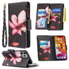 For iPhone 11 Pro Max Colored Drawing Pattern Zipper Horizontal Flip Leather Case with Holder & Card Slots & Wallet(Lotus) - 1