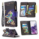 For Samsung Galaxy S20 Colored Drawing Pattern Zipper Horizontal Flip Leather Case with Holder & Card Slots & Wallet(Butterfly) - 1