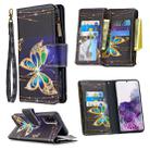 For Samsung Galaxy S20+ Colored Drawing Pattern Zipper Horizontal Flip Leather Case with Holder & Card Slots & Wallet(Butterfly) - 1