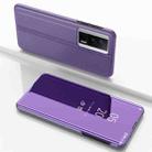 For Xiaomi Poco F5 Pro Plated Mirror Kickstand Flip Leather Phone Case(Purple Blue) - 1
