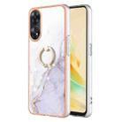 For OPPO Reno8 T 4G Electroplating Marble IMD TPU Phone Case with Ring Holder(White 006) - 1