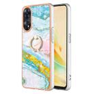 For OPPO Reno8 T 4G Electroplating Marble IMD TPU Phone Case with Ring Holder(Green 004) - 1