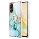 For OPPO Reno8 T 4G Electroplating Marble IMD TPU Phone Case with Ring Holder(Green 003) - 1