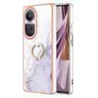 For OPPO Reno10 Pro 5G Global Electroplating Marble IMD TPU Phone Case with Ring Holder(White 006) - 1