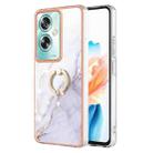 For OPPO A79 5G Global Electroplating Marble IMD TPU Phone Case with Ring Holder(White 006) - 1