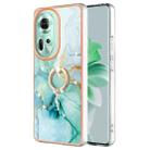 For OPPO Reno11 5G Global Electroplating Marble IMD TPU Phone Case with Ring Holder(Green 003) - 1