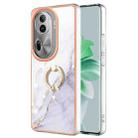 For OPPO Reno11 Pro 5G Global Electroplating Marble IMD TPU Phone Case with Ring Holder(White 006) - 1