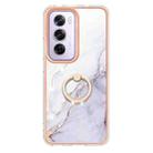 For OPPO Reno12 Pro Global Electroplating Marble IMD TPU Phone Case with Ring Holder(White 006) - 2