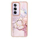 For OPPO Reno12 Pro Global Electroplating Marble IMD TPU Phone Case with Ring Holder(Rose Gold 005) - 2