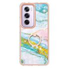 For OPPO Reno12 Pro Global Electroplating Marble IMD TPU Phone Case with Ring Holder(Green 004) - 2