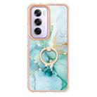 For OPPO Reno12 Pro Global Electroplating Marble IMD TPU Phone Case with Ring Holder(Green 003) - 2