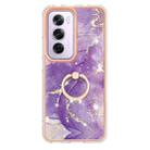 For OPPO Reno12 Pro Global Electroplating Marble IMD TPU Phone Case with Ring Holder(Purple 002) - 2