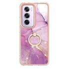 For OPPO Reno12 Pro Global Electroplating Marble IMD TPU Phone Case with Ring Holder(Purple 001) - 2