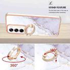 For OPPO Reno12 Global Electroplating Marble IMD TPU Phone Case with Ring Holder(White 006) - 3