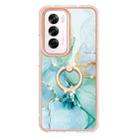 For OPPO Reno12 Global Electroplating Marble IMD TPU Phone Case with Ring Holder(Green 003) - 2