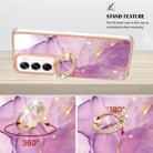 For OPPO Reno12 Global Electroplating Marble IMD TPU Phone Case with Ring Holder(Purple 001) - 3
