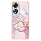 For OPPO A60 Electroplating Marble IMD TPU Phone Case with Ring Holder(Rose Gold 005) - 2