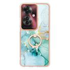 For OPPO Reno11 F 5G Global Electroplating Marble IMD TPU Phone Case with Ring Holder(Green 003) - 2