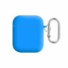 For AirPods 2 / 1 PC Lining Silicone Bluetooth Earphone Protective Case(Wave Blue) - 1