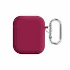 For AirPods 2 / 1 PC Lining Silicone Bluetooth Earphone Protective Case(Rose Red) - 1