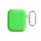 For AirPods 2 / 1 PC Lining Silicone Bluetooth Earphone Protective Case(Fluorescent Green) - 1