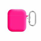 For AirPods 2 / 1 PC Lining Silicone Bluetooth Earphone Protective Case(Fluorescent Rose) - 1