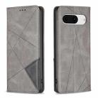 For Google Pixel 8 Rhombus Texture Magnetic Leather Phone Case(Grey) - 1