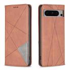 For Google Pixel 8 Pro Rhombus Texture Magnetic Leather Phone Case(Brown) - 1