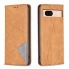 For Google Pixel 8a Rhombus Texture Magnetic Leather Phone Case(Yellow) - 1