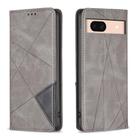 For Google Pixel 8a Rhombus Texture Magnetic Leather Phone Case(Grey) - 1