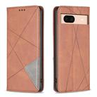 For Google Pixel 8a Rhombus Texture Magnetic Leather Phone Case(Brown) - 1