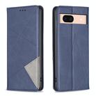 For Google Pixel 8a Rhombus Texture Magnetic Leather Phone Case(Blue) - 1