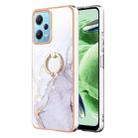 For Xiaomi Redmi Note 12 5G Global/Poco X5 5G Electroplating Marble IMD TPU Phone Case with Ring Holder(White 006) - 1