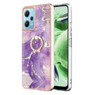 For Xiaomi Redmi Note 12 5G Global/Poco X5 5G Electroplating Marble IMD TPU Phone Case with Ring Holder(Purple 002) - 1