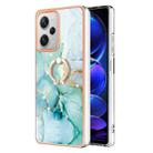 For Xiaomi Redmi Note 12 Pro+ Global Electroplating Marble IMD TPU Phone Case with Ring Holder(Green 003) - 1