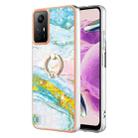 For Xiaomi Redmi Note 12S 4G Electroplating Marble IMD TPU Phone Case with Ring Holder(Green 004) - 1