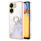 For Xiaomi Redmi 13C 4G Electroplating Marble IMD TPU Phone Case with Ring Holder(White 006) - 1