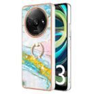 For Xiaomi Redmi A3 Electroplating Marble IMD TPU Phone Case with Ring Holder(Green 004) - 1