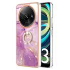 For Xiaomi Redmi A3 Electroplating Marble IMD TPU Phone Case with Ring Holder(Purple 001) - 1