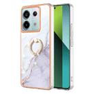 For Xiaomi Redmi Note 13 Pro 5G Global Electroplating Marble IMD TPU Phone Case with Ring Holder(White 006) - 1