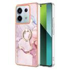 For Xiaomi Redmi Note 13 Pro 5G Global Electroplating Marble IMD TPU Phone Case with Ring Holder(Rose Gold 005) - 1