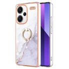 For Xiaomi Redmi Note 13 Pro+ 5G Electroplating Marble IMD TPU Phone Case with Ring Holder(White 006) - 1