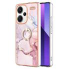 For Xiaomi Redmi Note 13 Pro+ 5G Electroplating Marble IMD TPU Phone Case with Ring Holder(Rose Gold 005) - 1