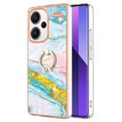 For Xiaomi Redmi Note 13 Pro+ 5G Electroplating Marble IMD TPU Phone Case with Ring Holder(Green 004) - 1