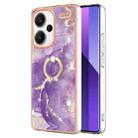 For Xiaomi Redmi Note 13 Pro+ 5G Electroplating Marble IMD TPU Phone Case with Ring Holder(Purple 002) - 1