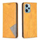 For Xiaomi Poco F5 5G / Redmi Note 12 Turbo Rhombus Texture Magnetic Leather Phone Case(Yellow) - 1