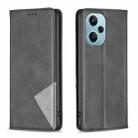 For Xiaomi Poco F5 5G / Redmi Note 12 Turbo Rhombus Texture Magnetic Leather Phone Case(Black) - 1