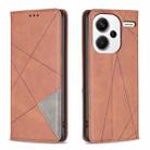 For Xiaomi Redmi Note 13 Pro+ 5G Rhombus Texture Magnetic Leather Phone Case(Brown) - 1